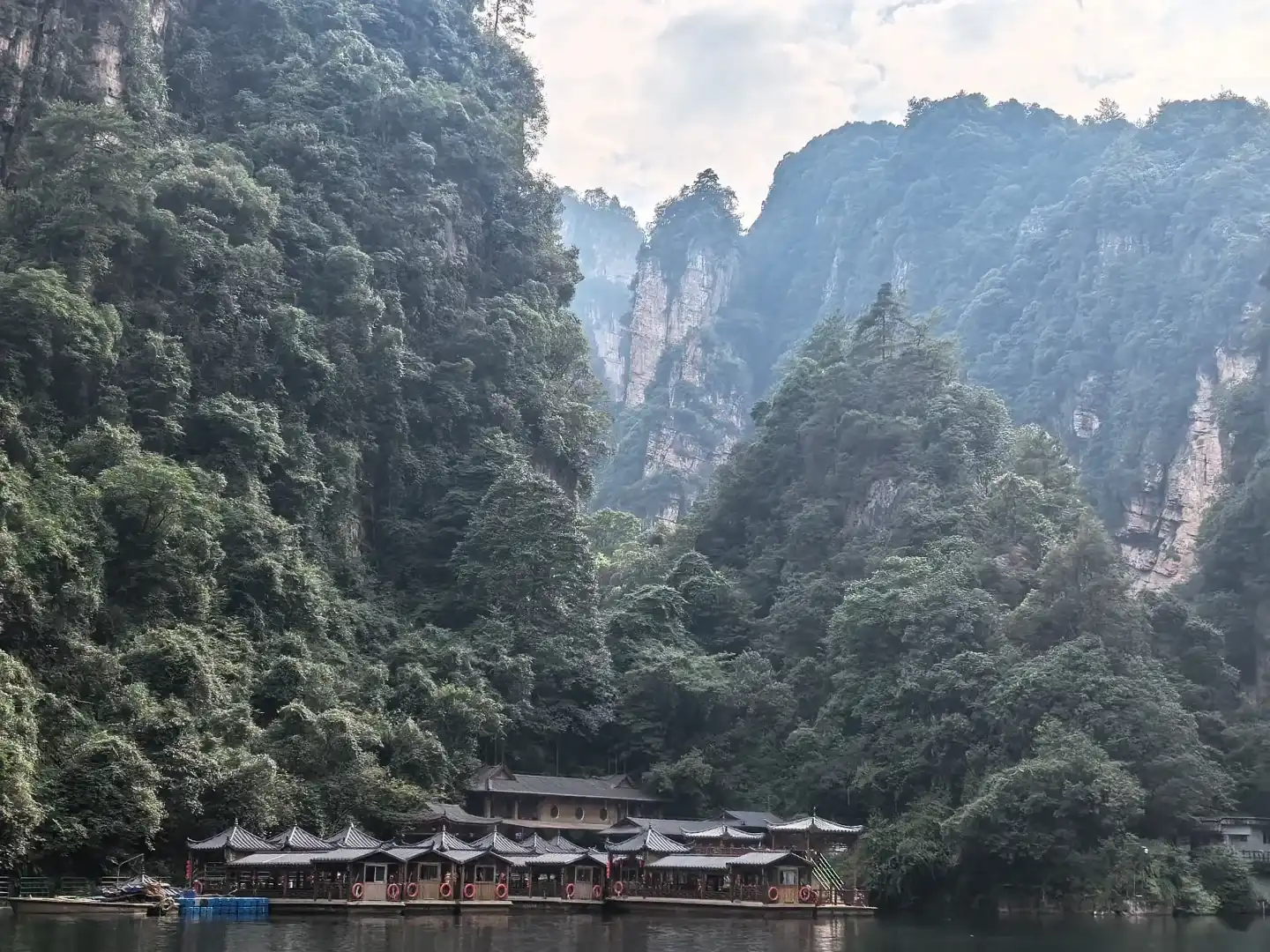 Baofeng Lake dock and high-gorge water surrounded by mountains