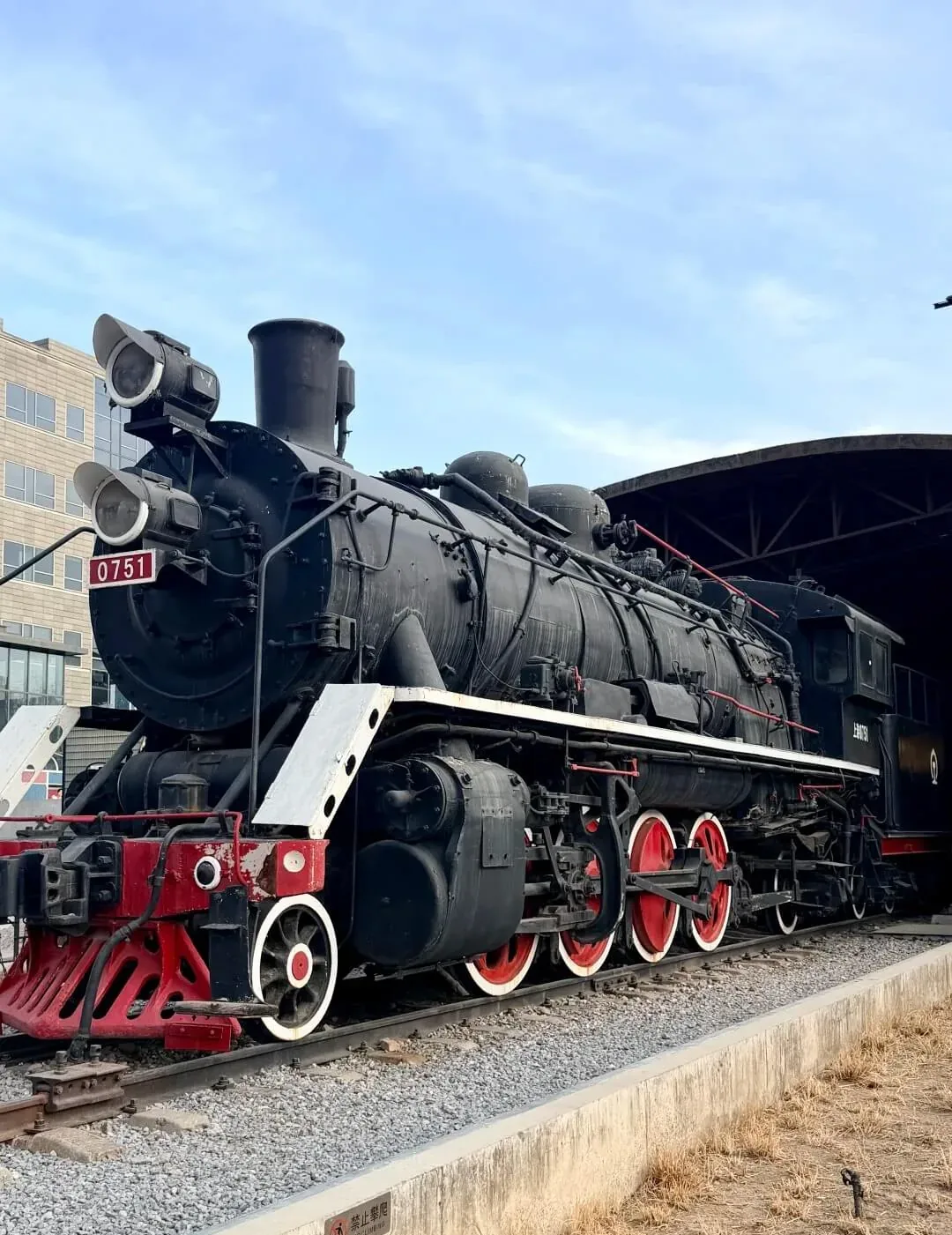 Preserved locomotive in the art district