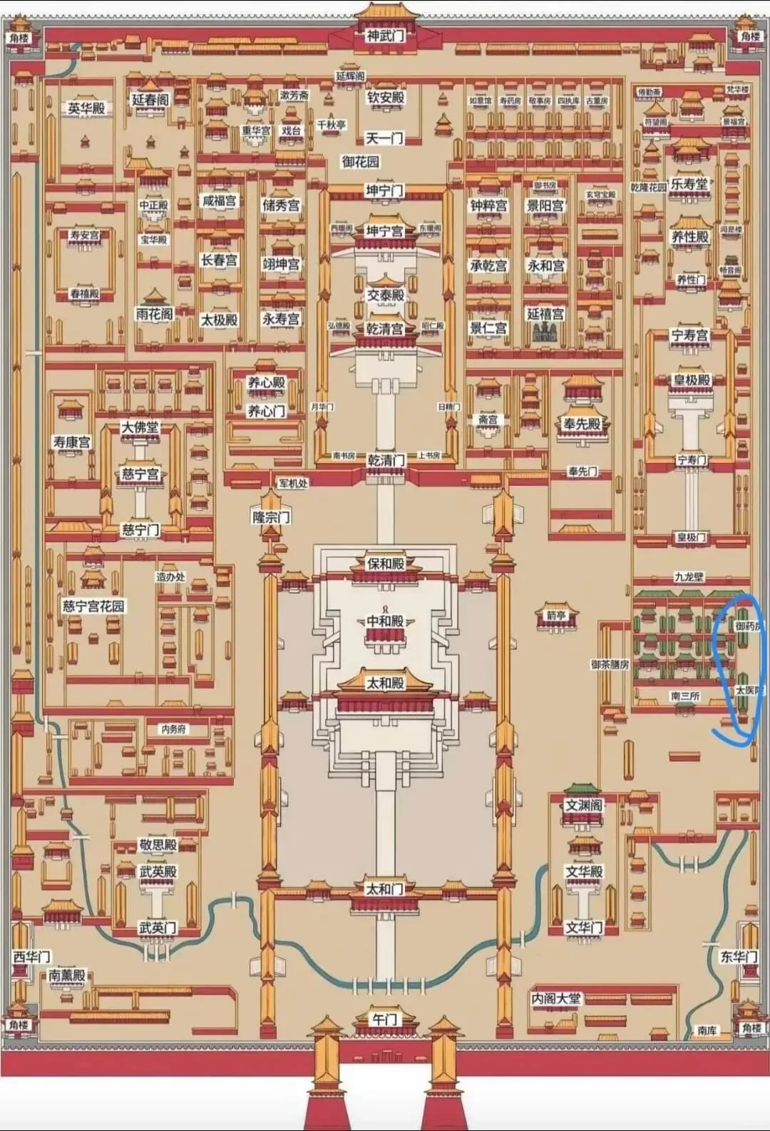 Palace and central-axis map