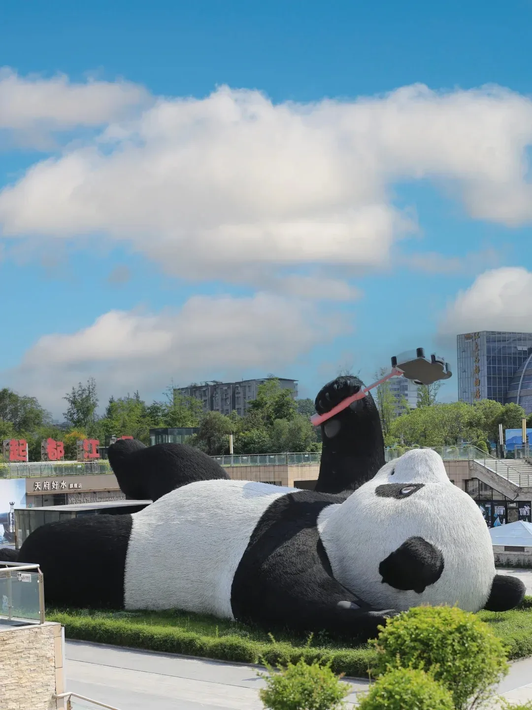 Panda-themed public art in Dujiangyan city