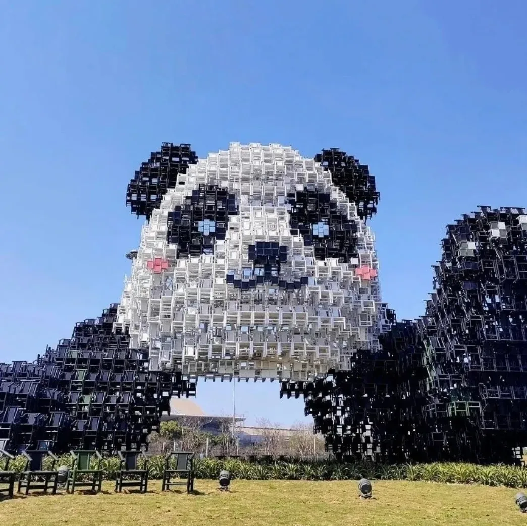 Panda-themed installation outside Shuangliu Airport