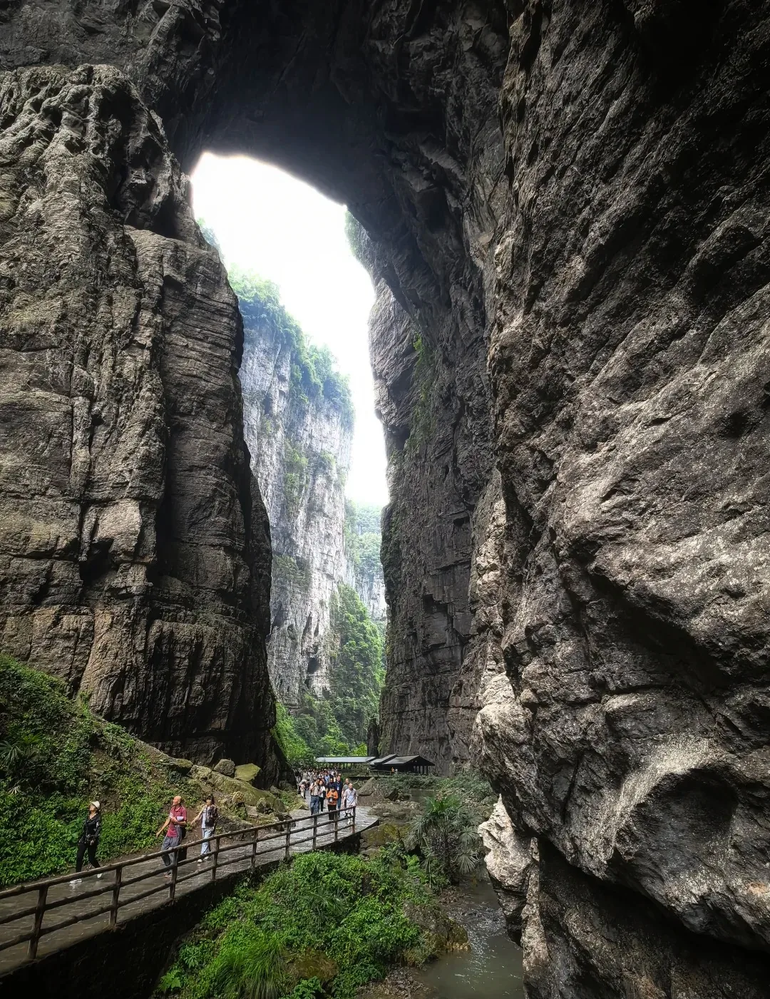 The valley path through limestone and vegetation