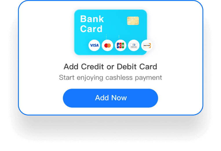 Add credit or debit card prompt on the Alipay home screen
