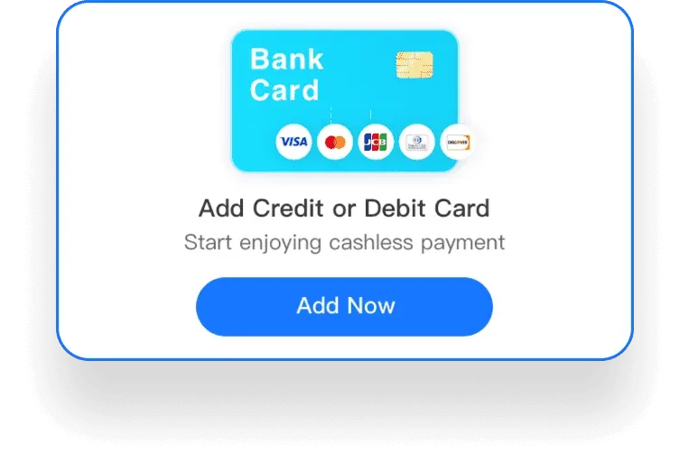 Add credit or debit card prompt on the Alipay home screen