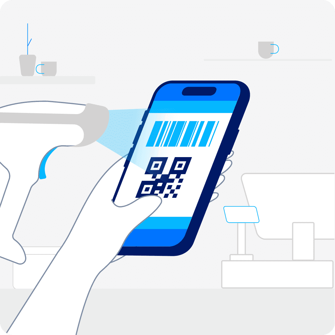 Customer scanning a merchant collection code