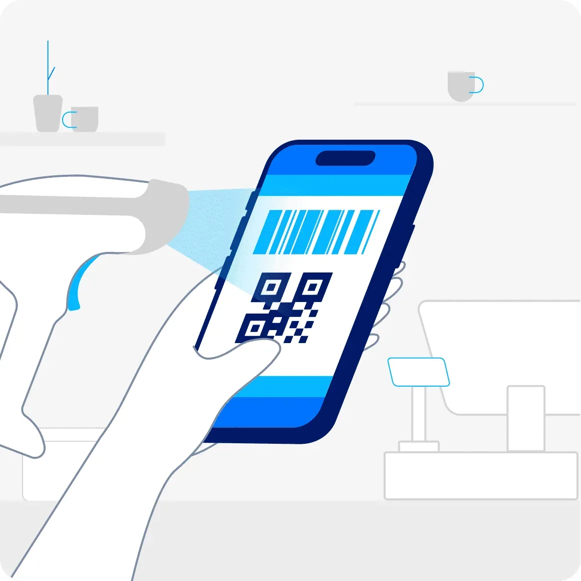 Customer scanning a merchant collection code
